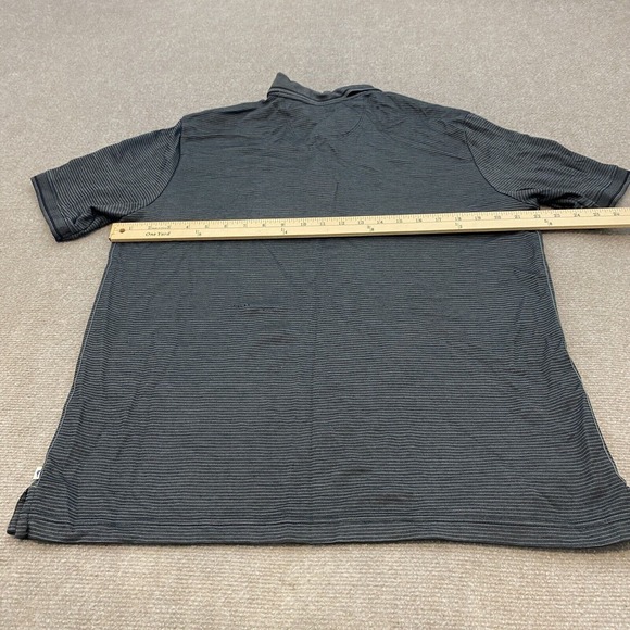 Tommy Bahama Polo Shirt Mens Large Black Gray Supima Marlin Logo Rugby Golfer - Picture 11 of 14